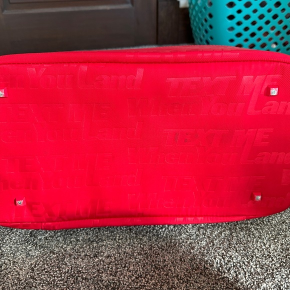 Lonely Ghost x Beis Mini Weekender Bag Limited Edition Text Me When You Land Red - Picture 4 of 5